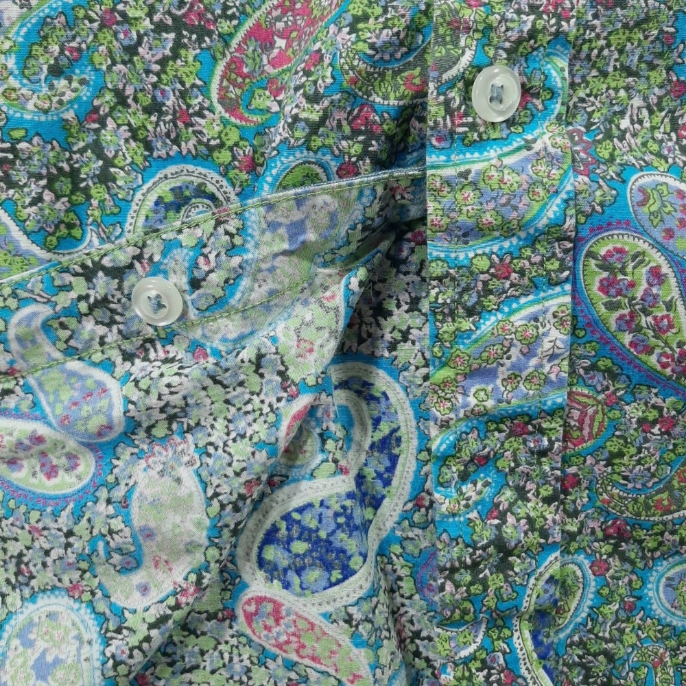 Cremieux Premium Denim Mens XL Short Sleeve Paisley Button Shirt Cotton Multi - Picture 3 of 10